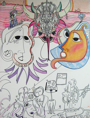 The Act of Feeding War Within One's Self (crayon and marker on canvas)
