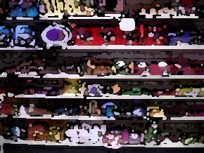 grocery shelves